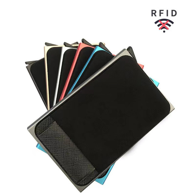 自動彈出 RFID 鋁製錢包，附彈性後袋